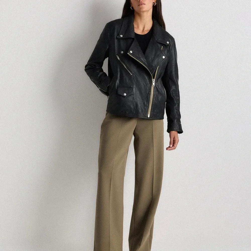 Quince 100% Leather Oversized Biker Jacket - XS - Picture 5 of 9